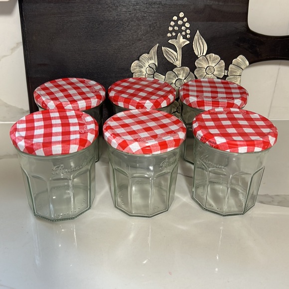 Bonne Maman Kitchen 6 Bonne Maman Empty Glass Jars With Red Gingham